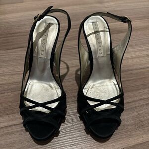 Vintage Pura Lopez black satin heel/sandal